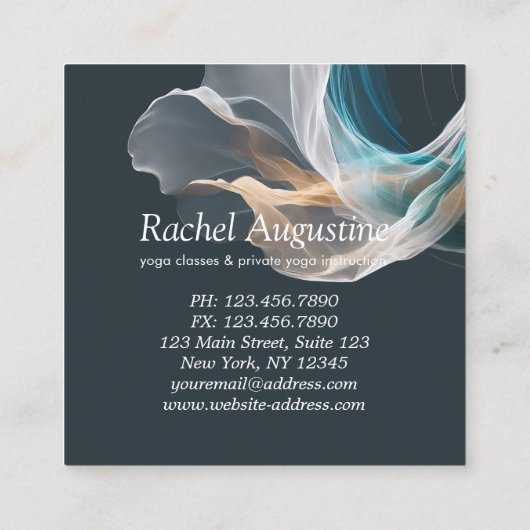 Carte De Visite Carré Avion Air Yoga Instructeur Pilates Fitness (Dos)