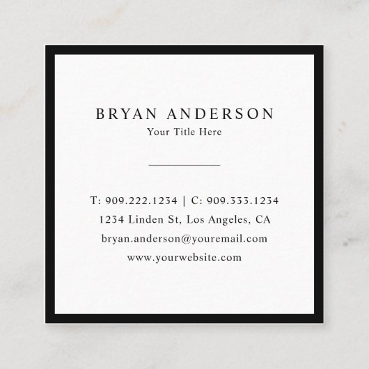 Carte De Visite Carré Avion Aviation (Dos)