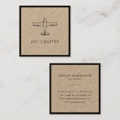 Carte De Visite Carré Avion Aviation Premium Kraft (Devant / Derrière)