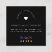Carte De Visite Carré Avis Google noirs Code QR de logo d'entreprise per (Devant)