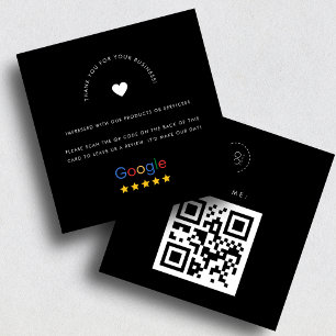 Carte De Visite Carré Avis Google noirs Code QR de logo d'entreprise per