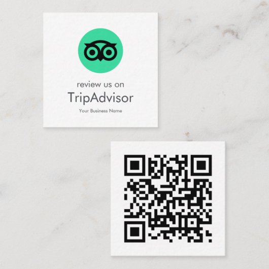 Carte De Visite Carré Avis Tripadvisor | Business Review QR Code (Devant / Derrière)