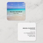 Carte De Visite Carré Azure Blue Caribbean Tropical Beach (Devant / Derrière)