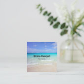 Carte De Visite Carré Azure Blue Caribbean Tropical Beach (Debout devant)