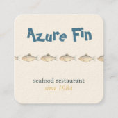 Carte De Visite Carré Azure Fin Coastal Fish Motif Restaurant de fruits  (Devant)