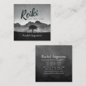 Carte De Visite Carré B&W Natural Reiki Master Yoga moniteur de médiatio (Devant / Derrière)