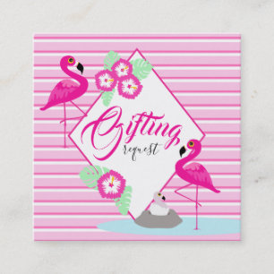 Carte De Visite Carré baby shower de Flamant rose carnet de cadeaux cart