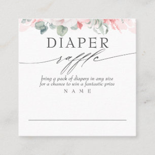 Carte De Visite Carré Baby shower floral rose doux au calcaire