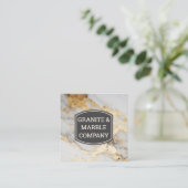 Carte De Visite Carré Baguette en marbre or blanc (Debout devant)