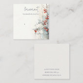 Carte De Visite Carré Baies d'hiver Chic Red Neige Porte-Écouteurs (Devant / Derrière)