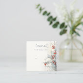 Carte De Visite Carré Baies d'hiver Chic Red Neige Porte-Écouteurs (Debout devant)