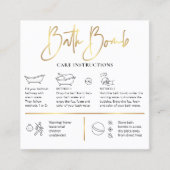 Carte De Visite Carré Bain Bomb Instructions Chic White & Gold Logo (Devant)