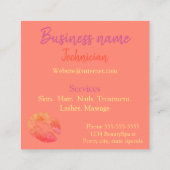 Carte De Visite Carré Baiser à lèvres imprimer pêche rose orange beauté (Dos)