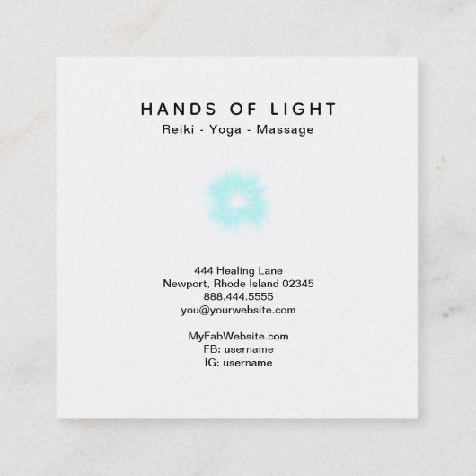 Carte De Visite Carré *~* Bal Energy Hands + Reiki Light Heure (Dos)
