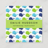 Carte De Visite Carré Baleines mignonnes, Instructeur de natation, Entra (Devant)