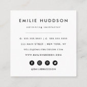 Carte De Visite Carré Baleines mignonnes, Instructeur de natation, Entra (Dos)