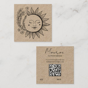 Carte De Visite Carré BALISE D'ACCÈS PERSONNALISÉE Sun Floral Boho Line