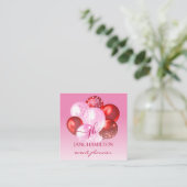 Carte De Visite Carré Ballons de monogramme rouge rose gras (Debout devant)