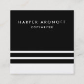 Carte De Visite Carré Bande noire et blanche moderne (Devant)