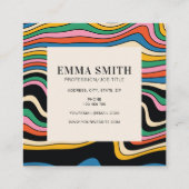 Carte De Visite Carré Bandes arc-en-ciel rétro (Dos)