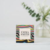 Carte De Visite Carré Bandes arc-en-ciel rétro (Debout devant)
