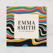 Carte De Visite Carré Bandes arc-en-ciel rétro (Devant)
