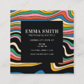 Carte De Visite Carré Bandes arc-en-ciel rétro (Dos)