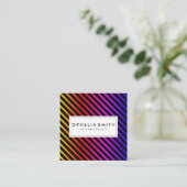 Carte De Visite Carré Bandes Chic Colorées (Debout devant)