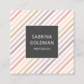 Carte De Visite Carré Bandes dorées rose pastel QR CODE (Devant)