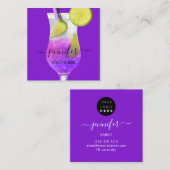 Carte De Visite Carré Bar À Vins De Pub Boisson Fumé Violet (Devant / Derrière)