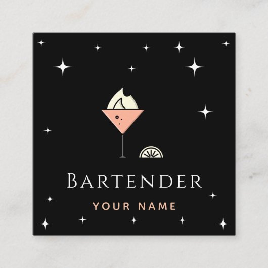 Carte De Visite Carré Bar Chic Glamorisé Night Sparkle Club Bar (Devant)