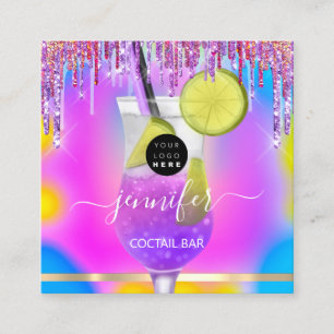 Carte De Visite Carré Bar-pub Boissons Restaurant Logo Holograph VIP