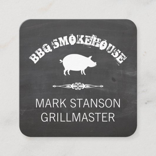 Carte De Visite Carré Barbecue / Cochon / Arrière - plan de la calque (Devant)