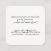 Carte De Visite Carré Barbecue / Cochon / Arrière - plan de la calque (Dos)