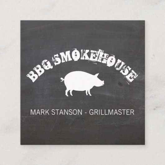 Carte De Visite Carré Barbecue / Cochon / Arrière - plan de la calque (Devant)