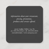 Carte De Visite Carré Barbecue / Cochon / Calque / Bois (Dos)