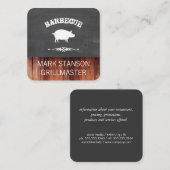 Carte De Visite Carré Barbecue / Cochon / Calque / Bois (Devant / Derrière)