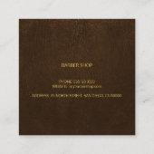 Carte De Visite Carré Barber stylisé luxe doré foncé look cuir (Dos)