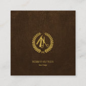 Carte De Visite Carré Barber stylisé luxe doré foncé look cuir (Devant)