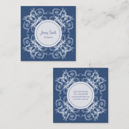Carte de visite Carré baroque rétro (Devant / Derrière)