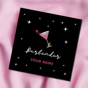 Carte De Visite Carré Bartender Funny Cocktail Verre Boire Mariage Annea