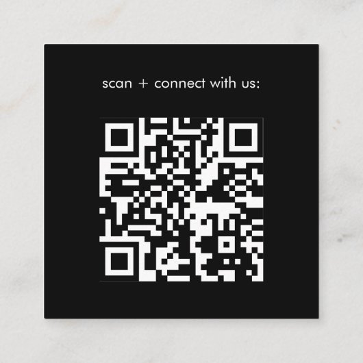 Carte De Visite Carré Basic Black Business Logo QR Code  (Dos)