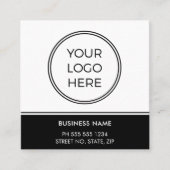 Carte De Visite Carré Basic Black Business Logo QR Code  (Devant)