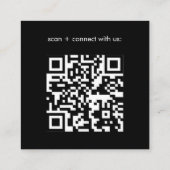 Carte De Visite Carré Basic Black Business QR Code Logo (Dos)