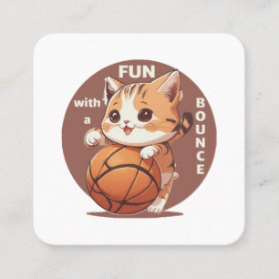 Carte De Visite Carré basket-ball chat