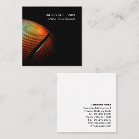 Carte De Visite Carré Basket-ball entraîneur Scoutisme professionnel Spo (Devant / Derrière)