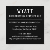 Carte De Visite Carré Bateau de l'entrepreneur maritime commercial résid (Dos)