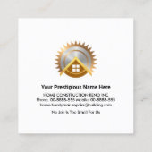 Carte De Visite Carré Bâtiment Réparation de la maison de peinture (Dos)