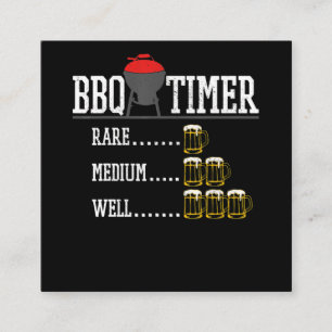 Carte De Visite Carré BBQ BBQ Timer Funny Bière Steak Grill