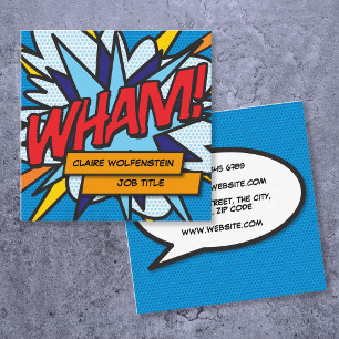Carte De Visite Carré BD Fun Cool Branché Comic Book